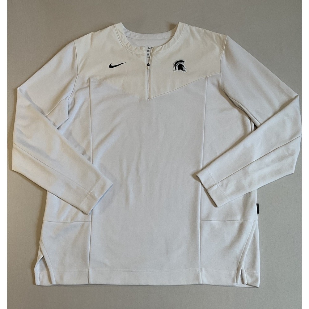 Nike Michigan State Spartans Dri-Fit 1/4 Zip Pullover Men's XL White Team Issued